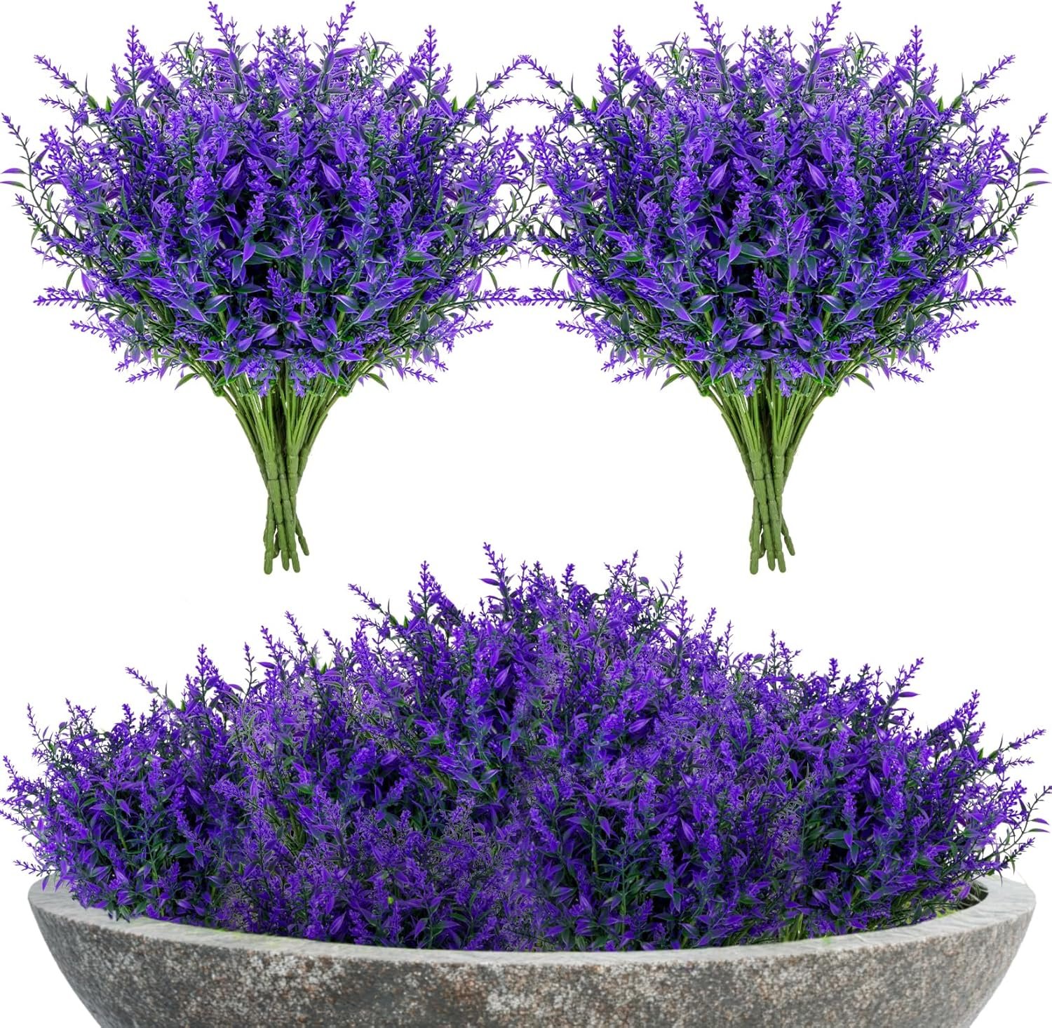 RAINFLOW Artificial Lavender Flowers - 7 Pcs Artificial Flowers for Outdoors...