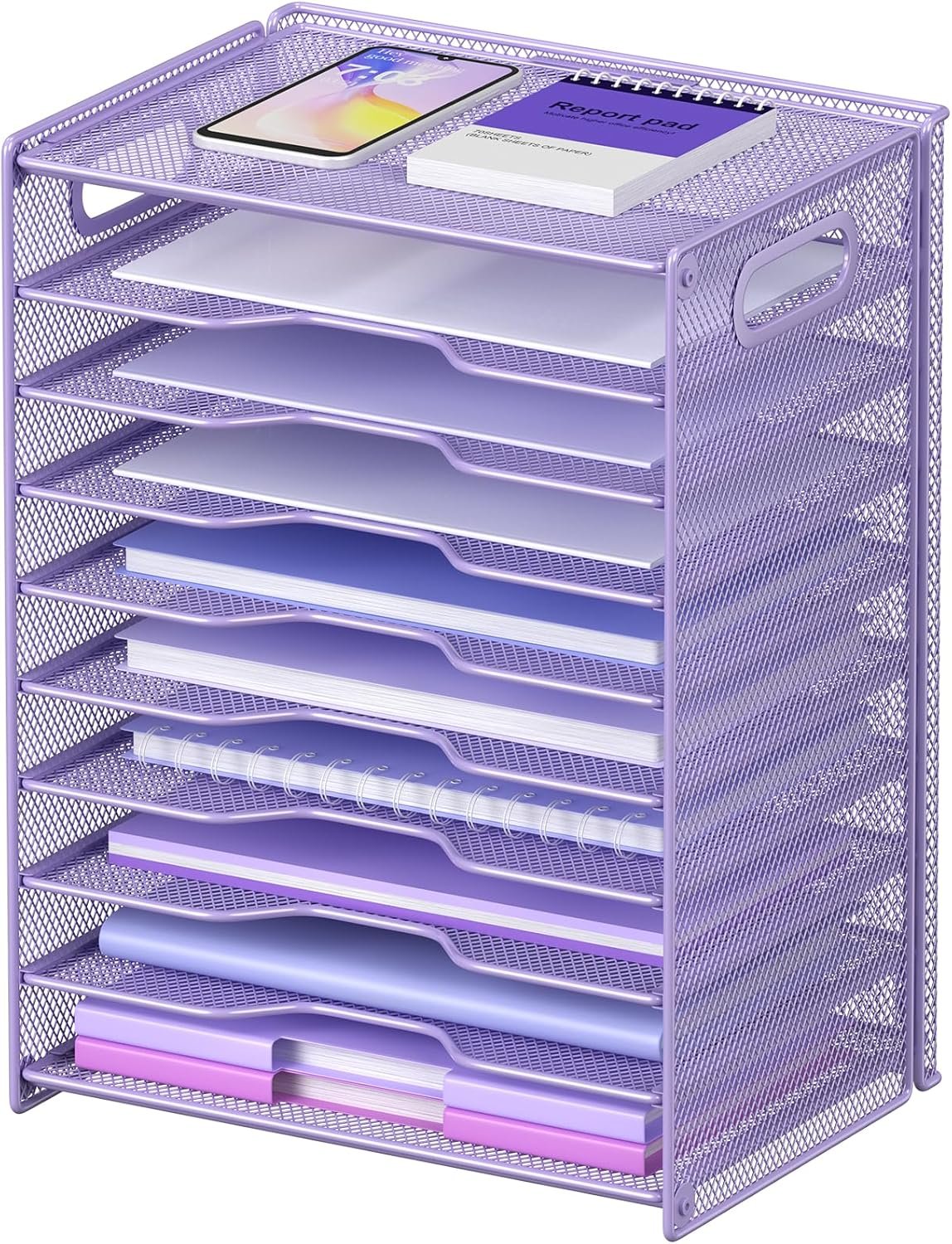 OUTWOLF 10 Tier Paper Organizer - Letter Tray Mesh Desk File Organizer with...