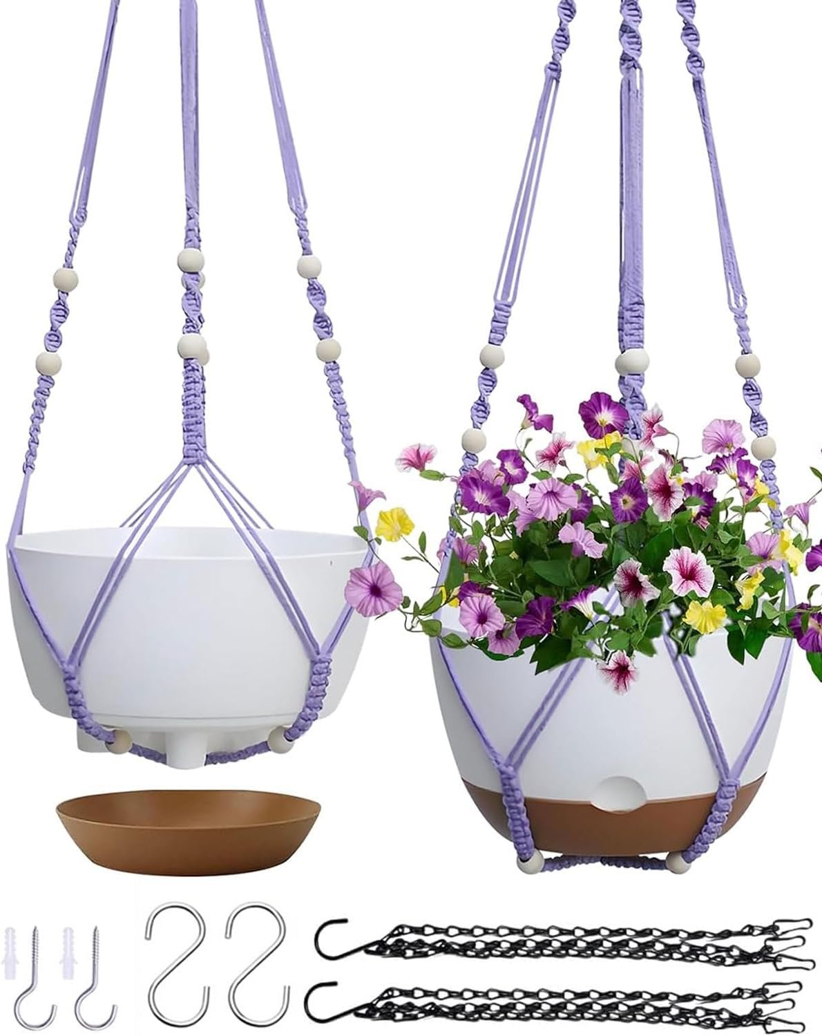 Koalaime 2 Pack Hanging Planters Set,10 Inch Indoor Outdoor Hanging Plant Pot...