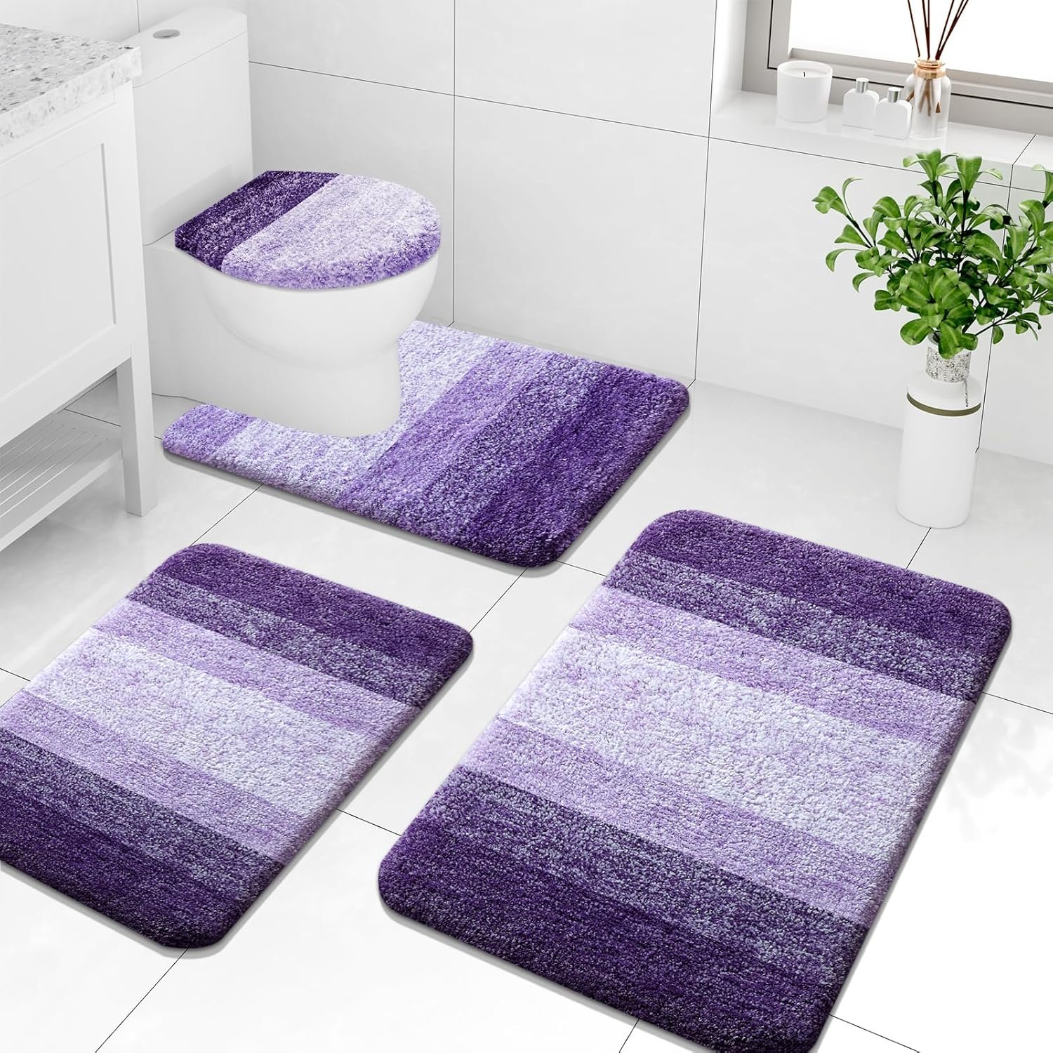 Arotive Microfiber Bathroom Rugs Sets 4 Piece, Extra Soft Absorbent Bath Mats,...
