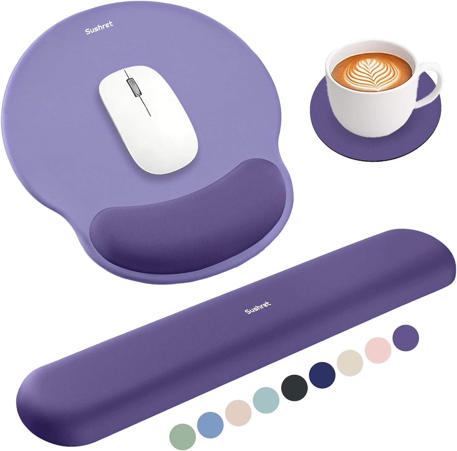 Sushret Mouse Pad and Keyboard Wrist Rest, 3-in-1 Gel Memory Foam Ergonomic...