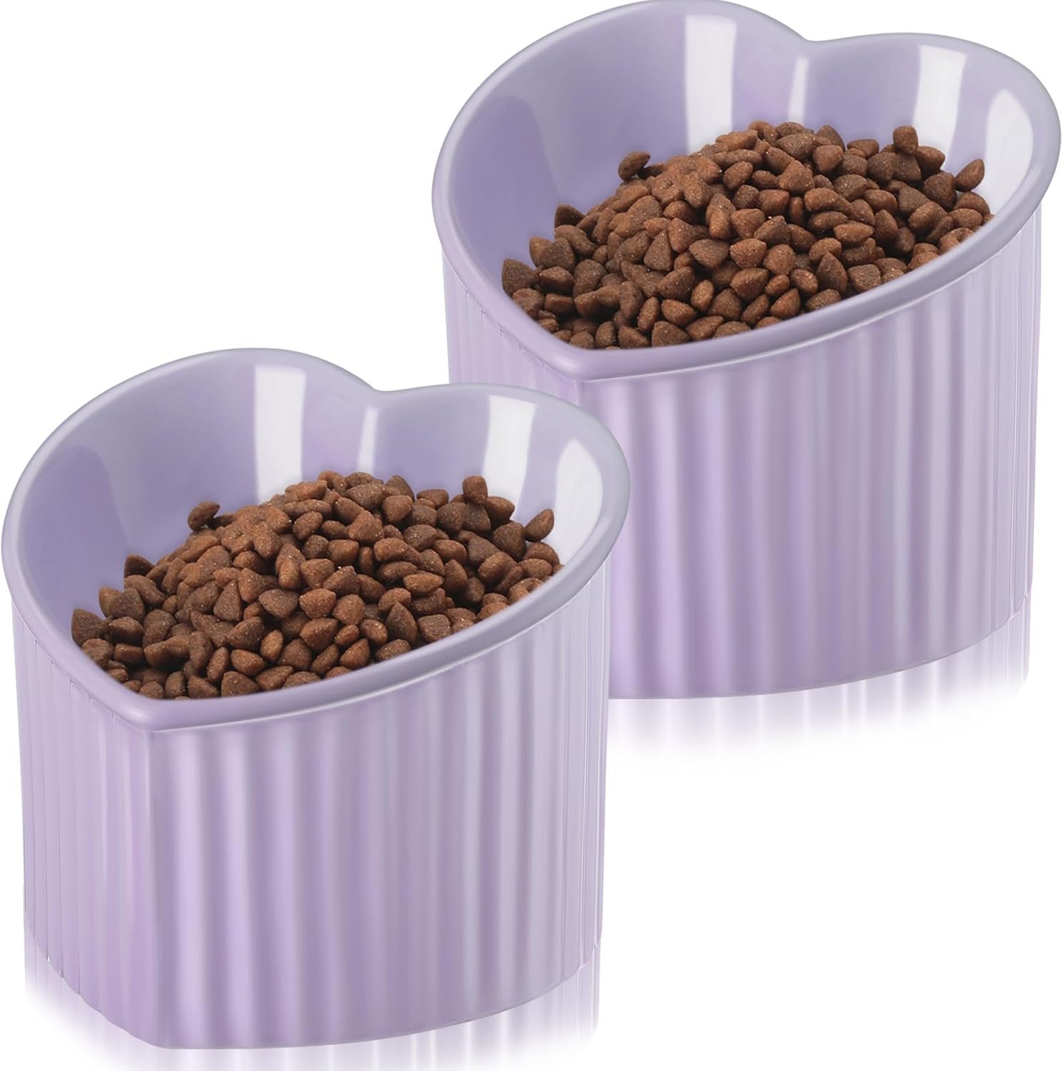 Mumufy 2 Pcs Ceramic Elevated Cat Bowls Tilted Elevated Raised Pet Bowls Anti...