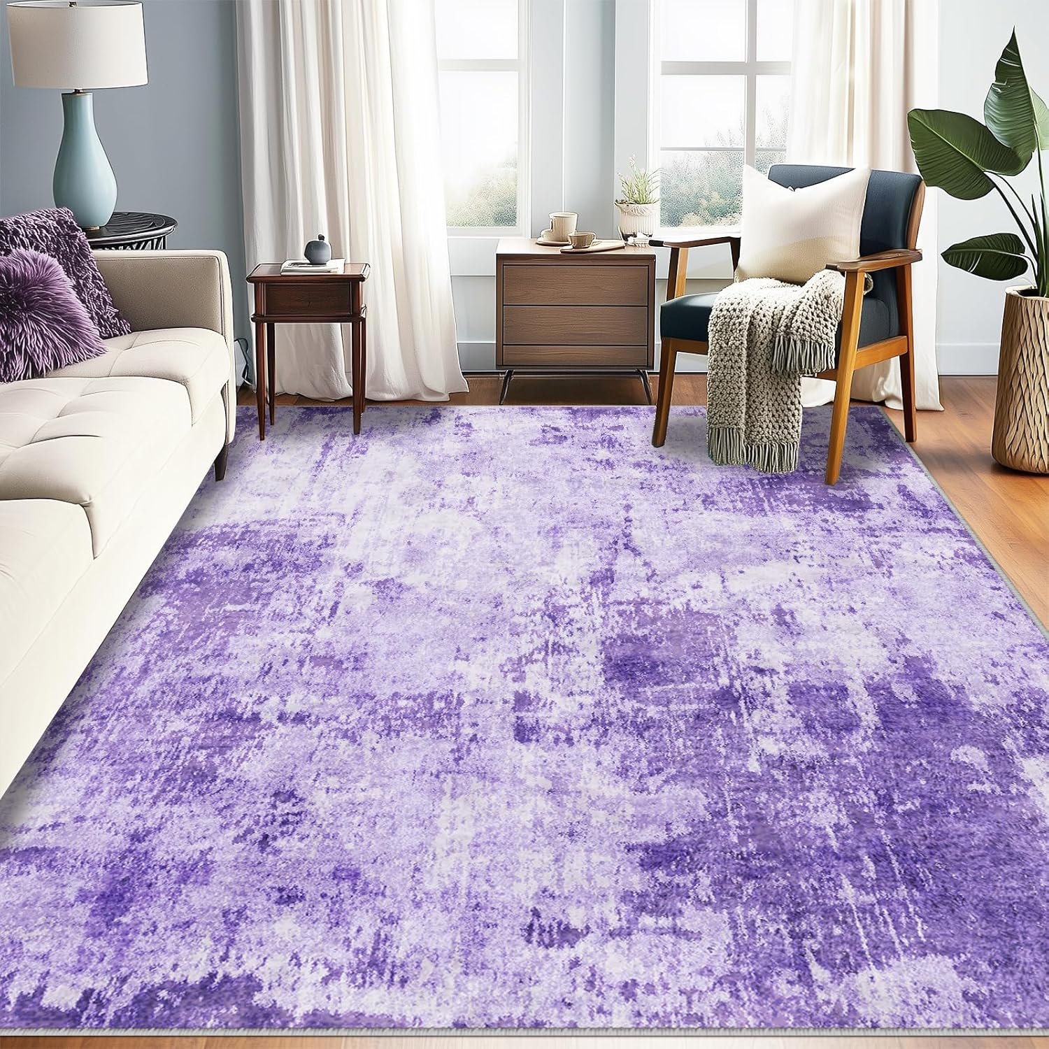 RELEANY Washable Area Rugs 5'x7' Non-Slip Modern Abstract Soft for Living Room...
