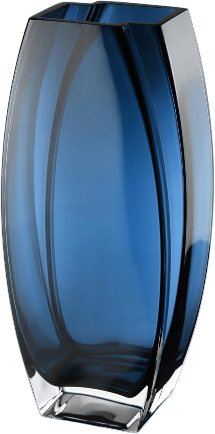 Glass - Vase - Blue - Teal - 10.25" Height - Heavy Durable - Made in Europe -...