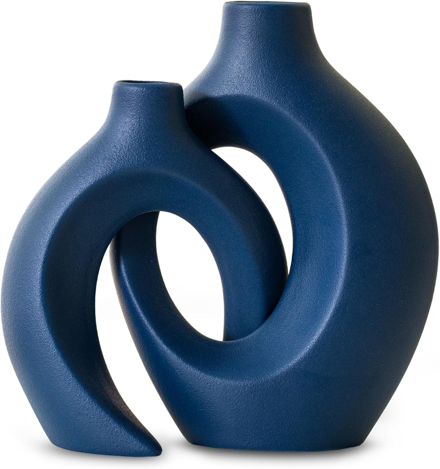 Levvohd Snuggle Hollow Ceramic Vase Set of 2, 8.4 inch Modern Nordic Coastal...