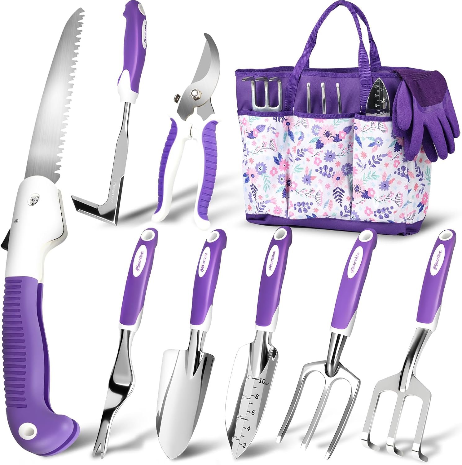 MelonArt Garden Tool Set, 10 Pcs Heavy Duty Gardening Tool Kit Women Garden...