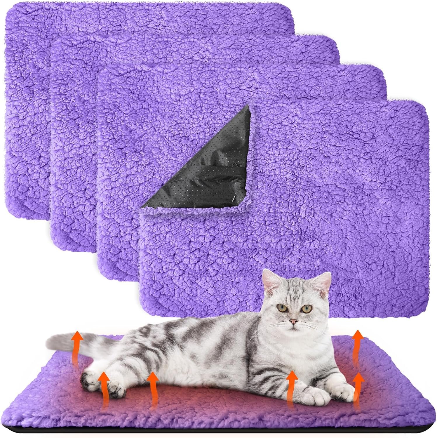 Drydiet 4 Pack Self Warming Cat Pads Self Heating Cat Mat Washable Homeless...