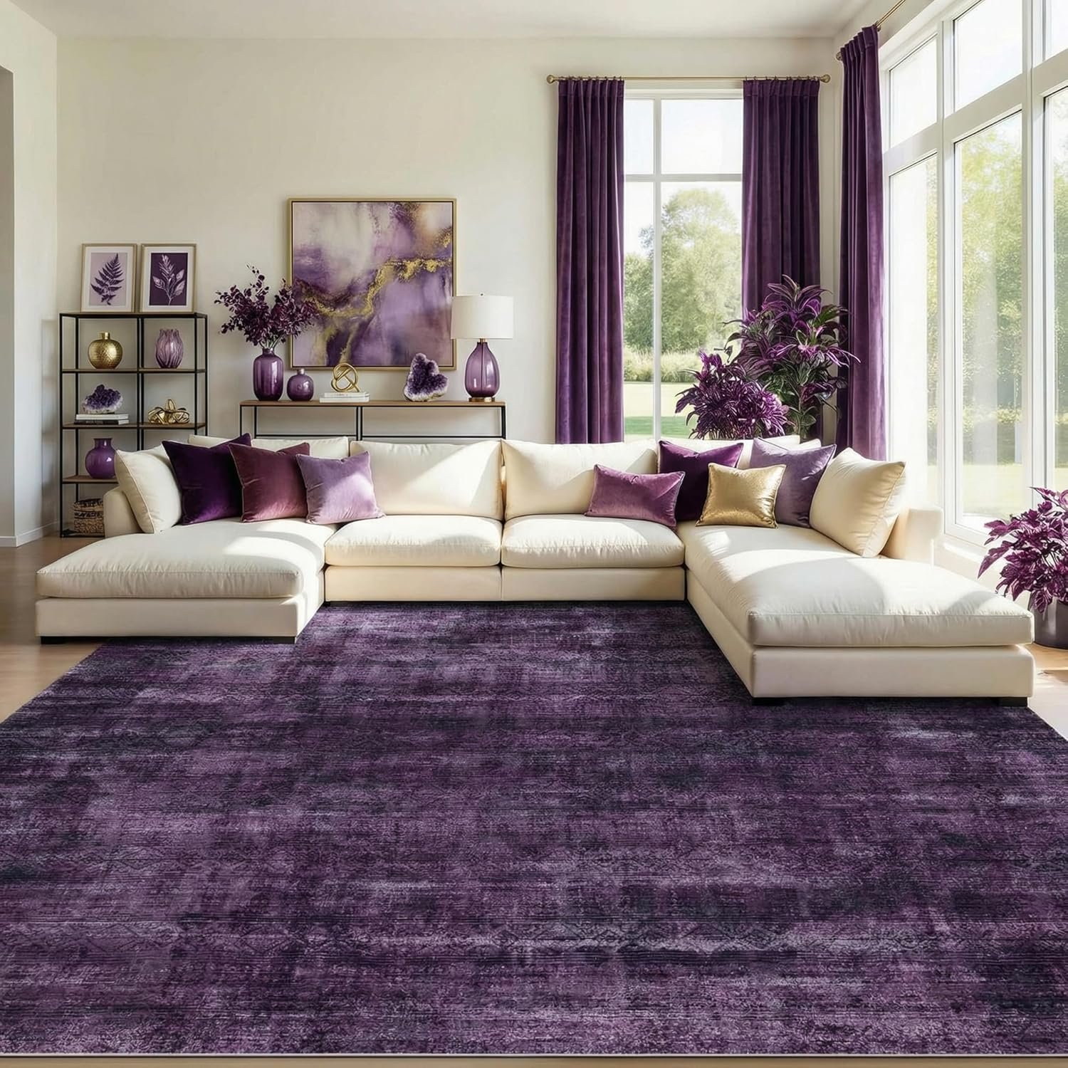 Kokia Abstract Area Rugs 10x14 Bedroom Washable Decor Low Pile Non-Slip...