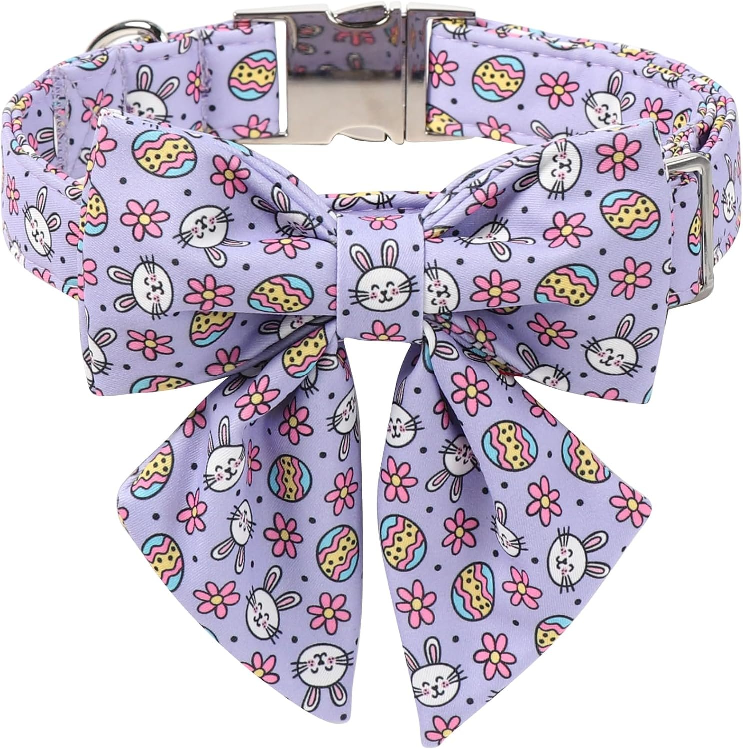 Maca Bates Easter Day Egg Dog Collar with Sailor Bow Tie for Medium Girl Boy...