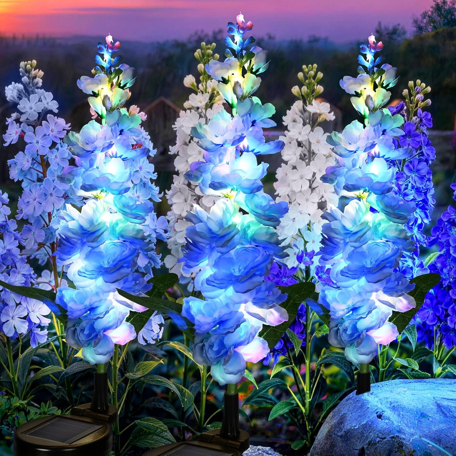GIGALUMI Solar Lights Outdoor for Garden Decor, 3 Pack Solar Flower Lights...