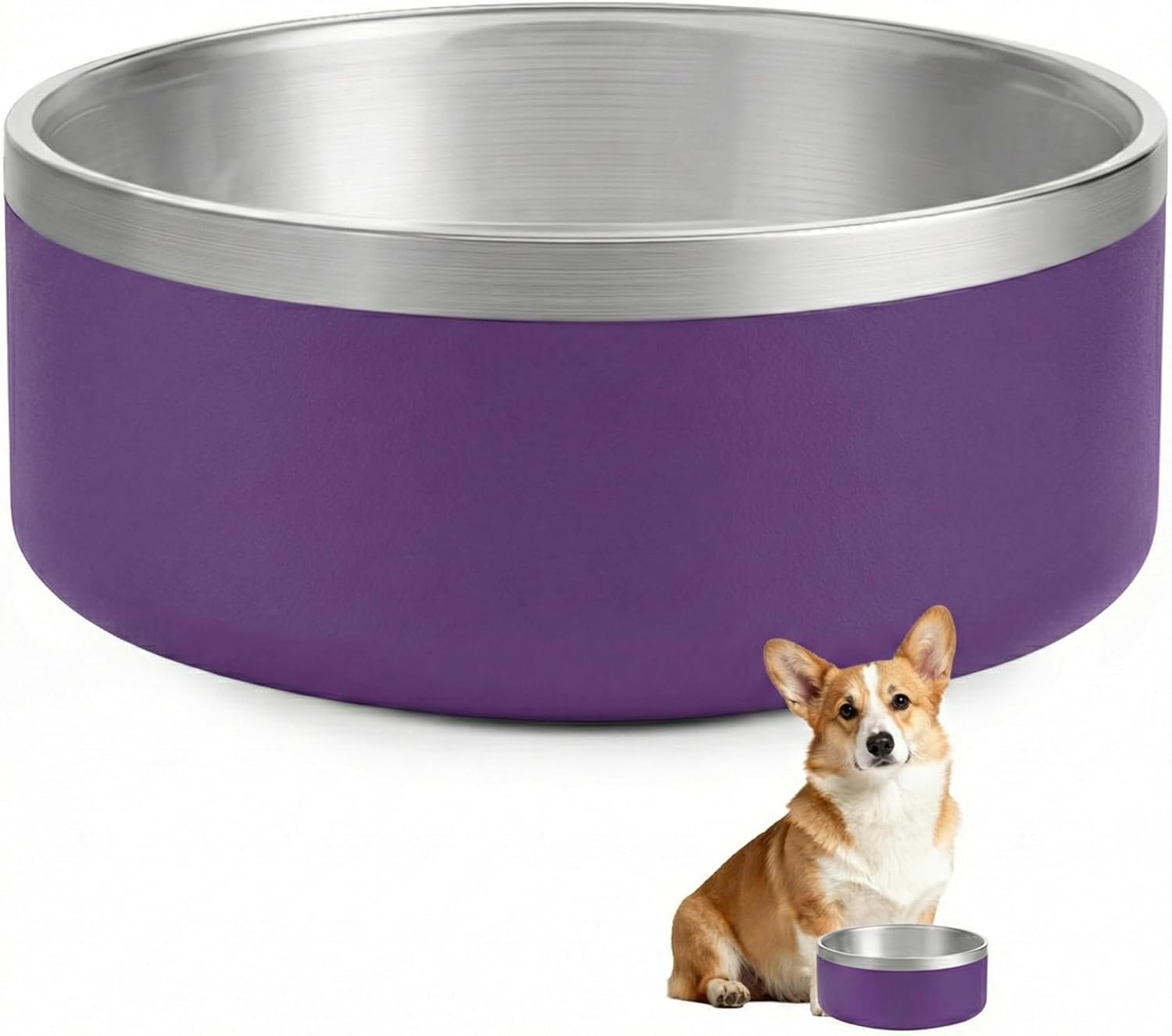 Dog Bowl, Stainless Steel Dog Bowls for Food and Water, Metal Pet Feeding Bowl...