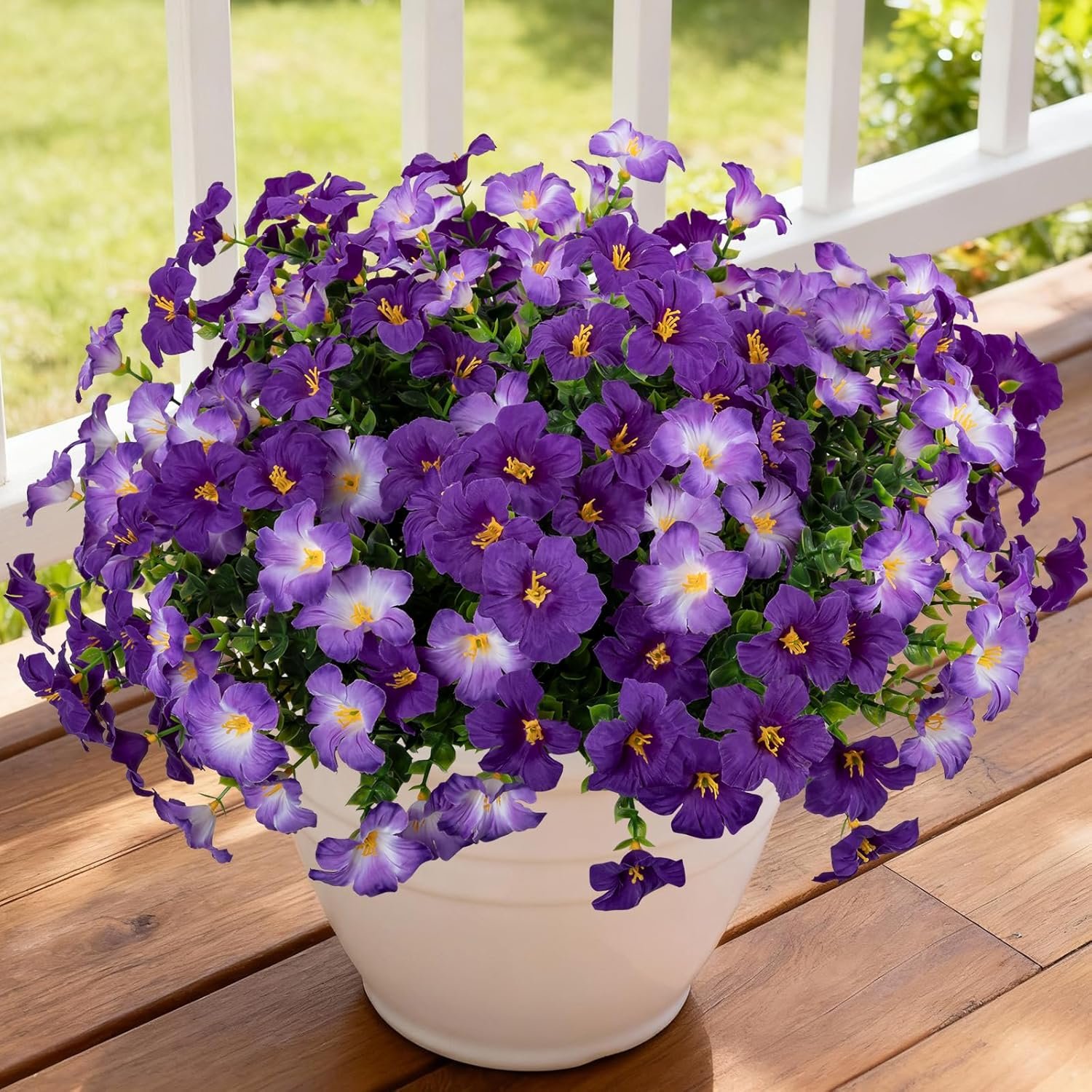 12 Bundles Artificial Flowers for Outdoors,UV Resistant Fake Silk Morning Glory...