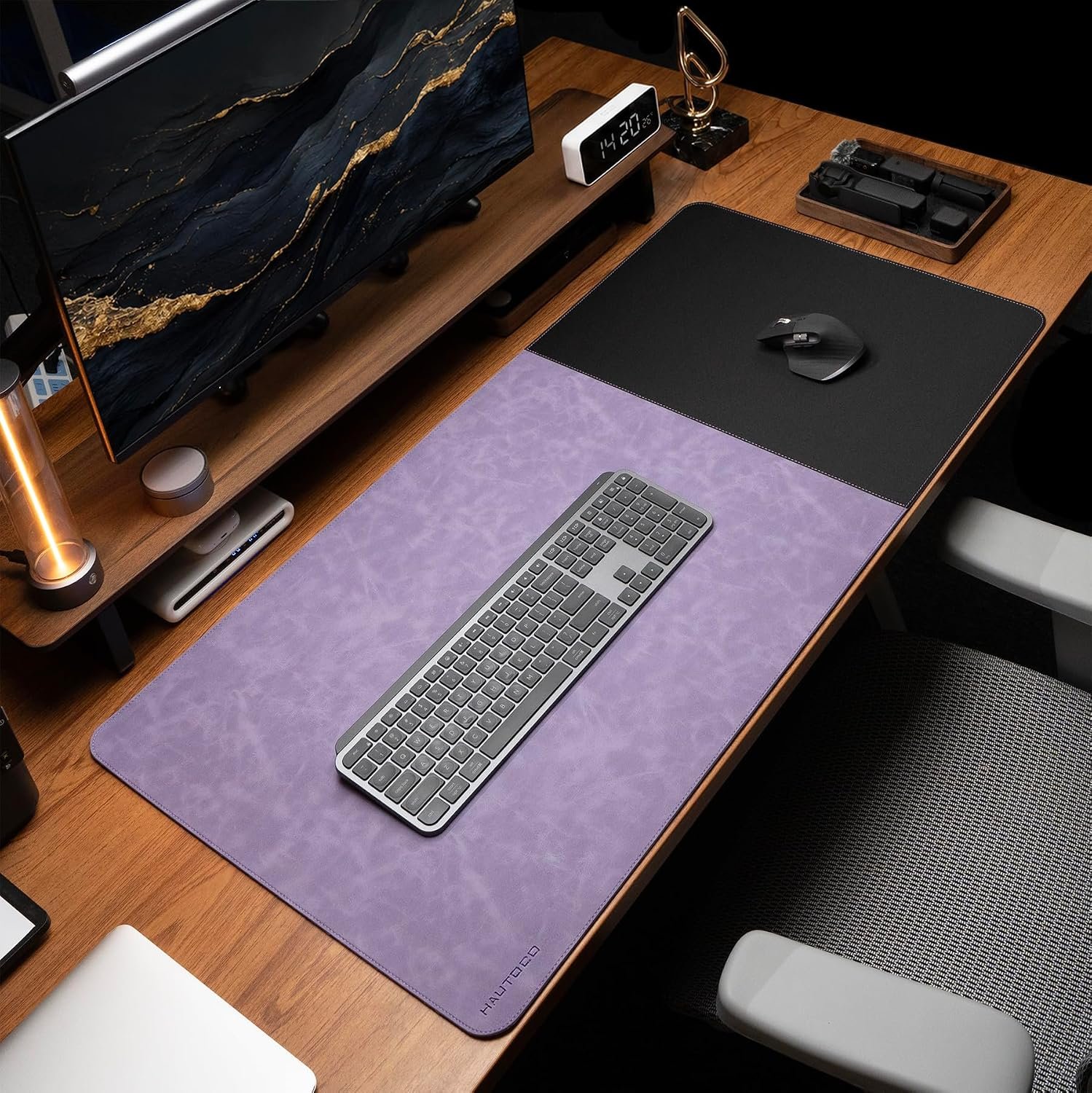 HAUTOCO Cork Desk Mat 31.5"x15.7", Distressed PU Leather & Cloth Desk Pad |...