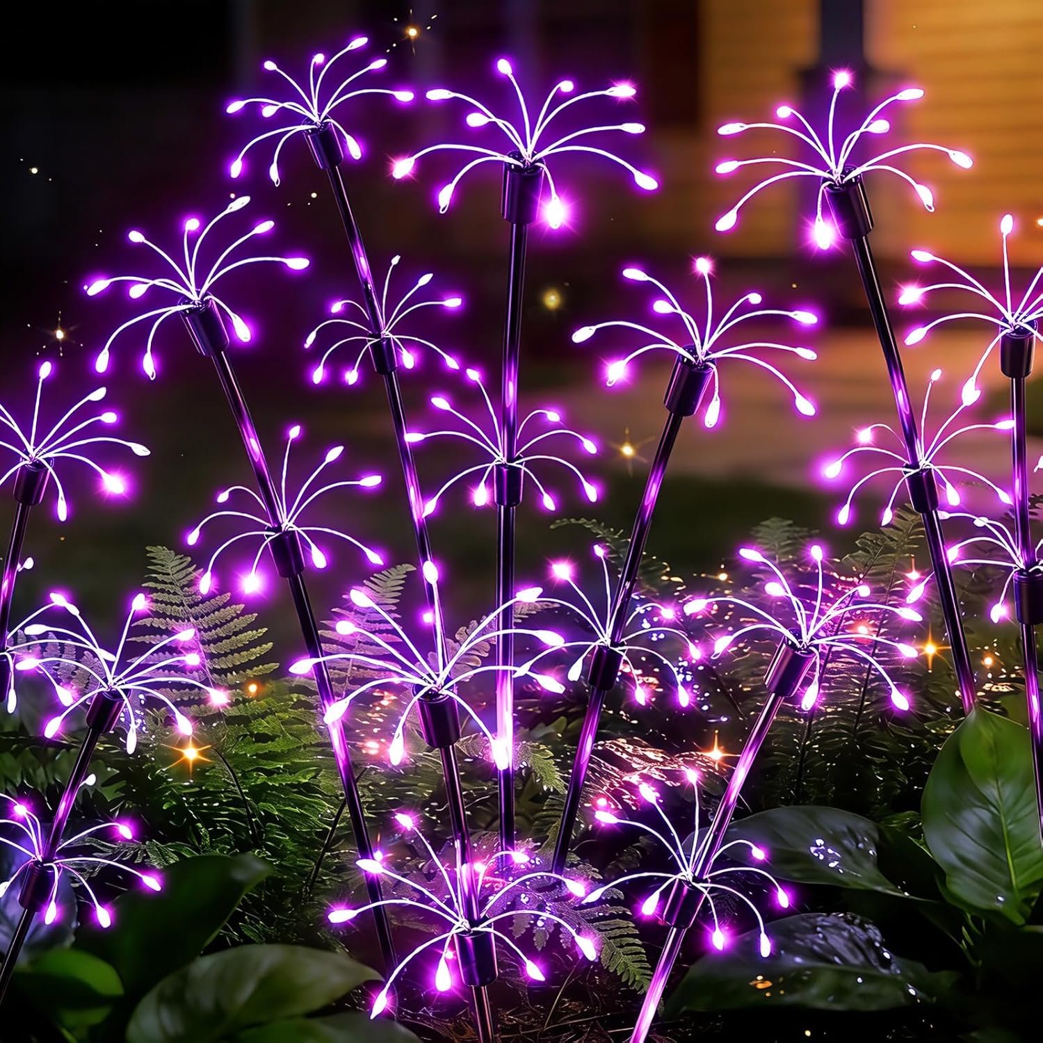 Solar Garden Lights Outdoor, 8 Pack 2-Layer Purple Solar Firework Lights,...